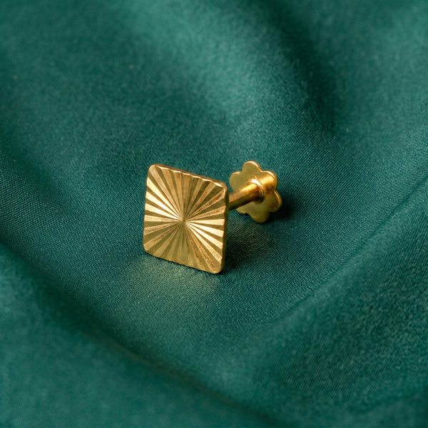 18Kt Gold Square Cut Single Stud Earring for Men