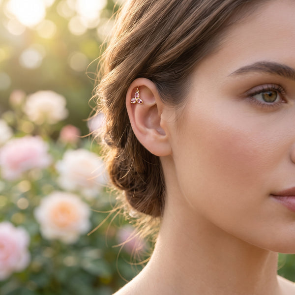 Trio Petal Charm 18KT Cartilage Stud