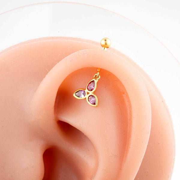 Trio Petal Charm 18KT Cartilage Stud
