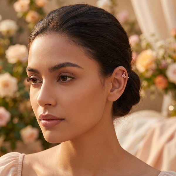 18KT Cartilage Stud with Trio Petal Charm