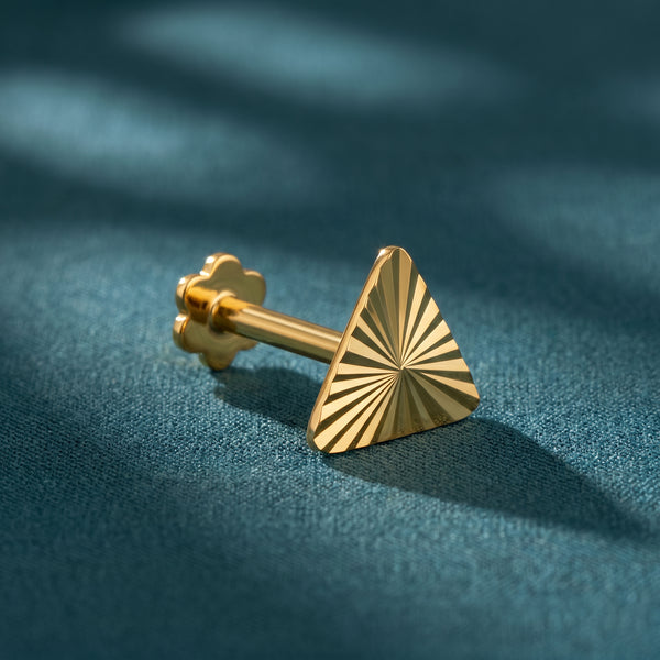18Kt Gold Triangle Cut Single Stud Earring for Men