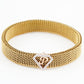 P Initial Diamond 18kt Rose Gold Mesh Bracelet for Men