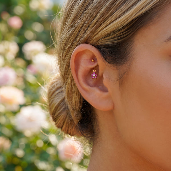 Flora Petal Charm 18KT Cartilage Stud
