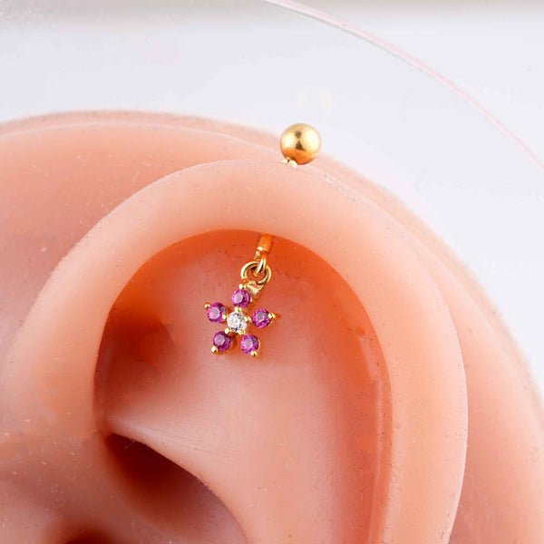 Flora Petal Charm 18KT Cartilage Stud
