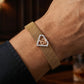 B Initial Diamond 18kt Rose Gold Mesh Bracelet for Men