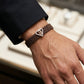 F Initial Diamond 18kt Rose Gold Brown Mesh Bracelet for Men