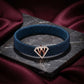 W Initial Diamond 18kt Rose Gold Blue Mesh Bracelet for Men