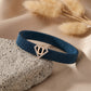 U Initial Diamond 18kt Rose Gold Blue Mesh Bracelet for Men