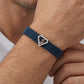 J Initial Diamond 18kt Rose Gold Blue Mesh Bracelet for Men