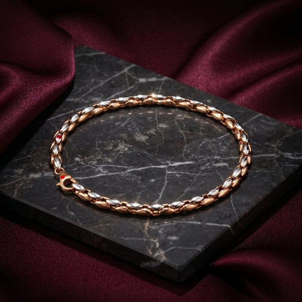 18kt Two-Tone Gold Tulip Link Everyday Bracelet for Men
