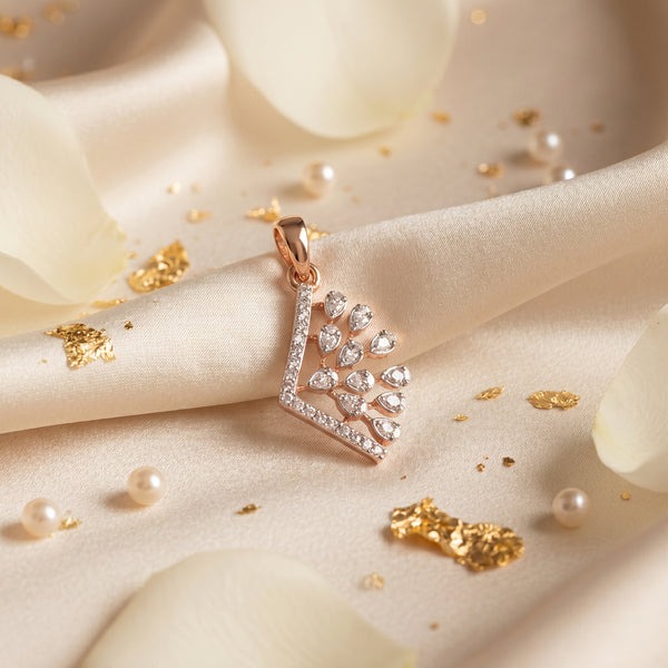 18kt Rose Gold Scatter Kite Daily Wear Diamond Pendant