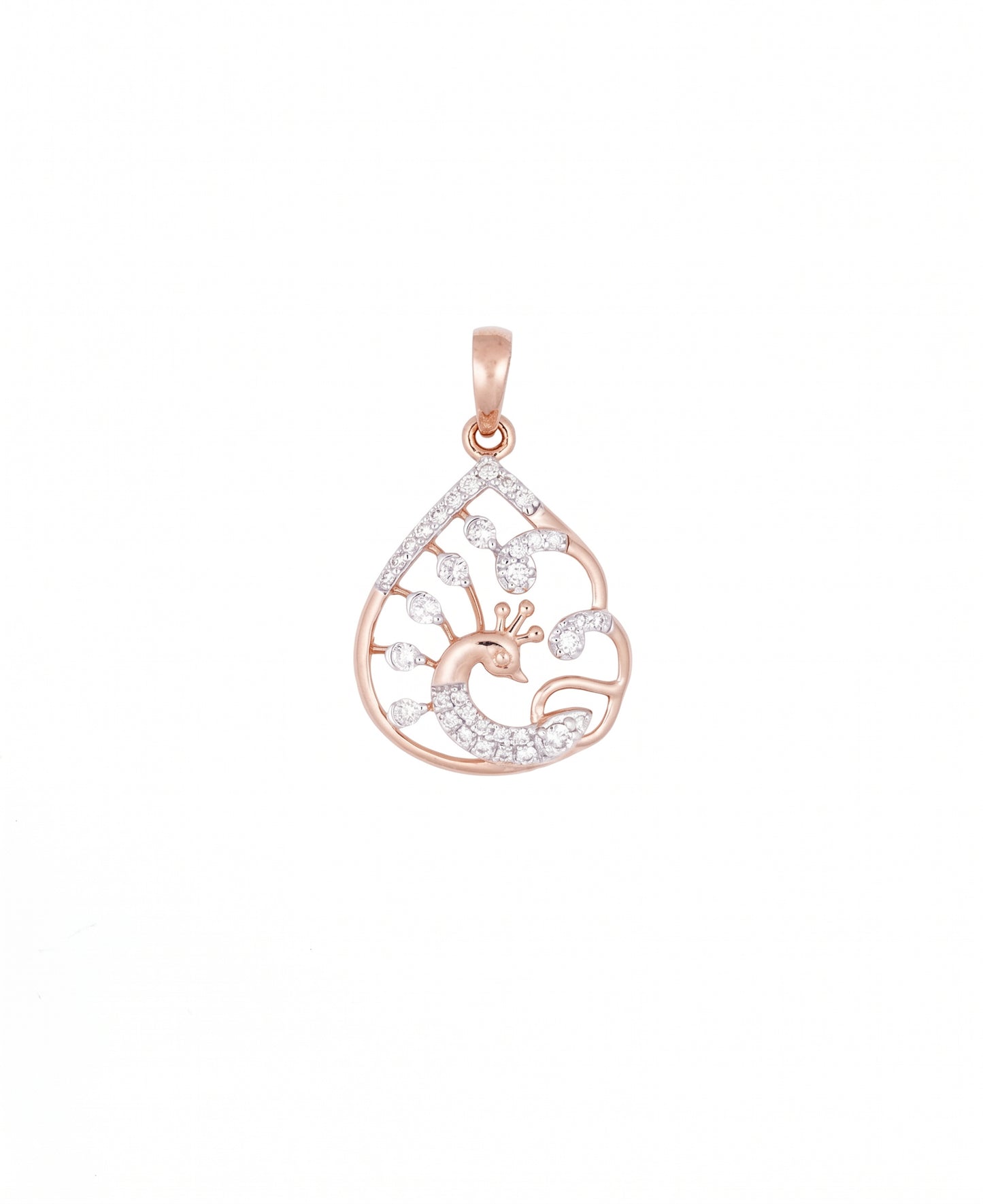 18kt Rose Gold Peacock Daily Wear Diamond Pendant for Women
