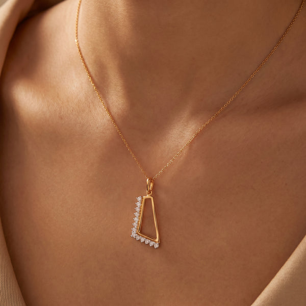 18kt Gold Diamond Geometric Daily Wear Pendant for Women