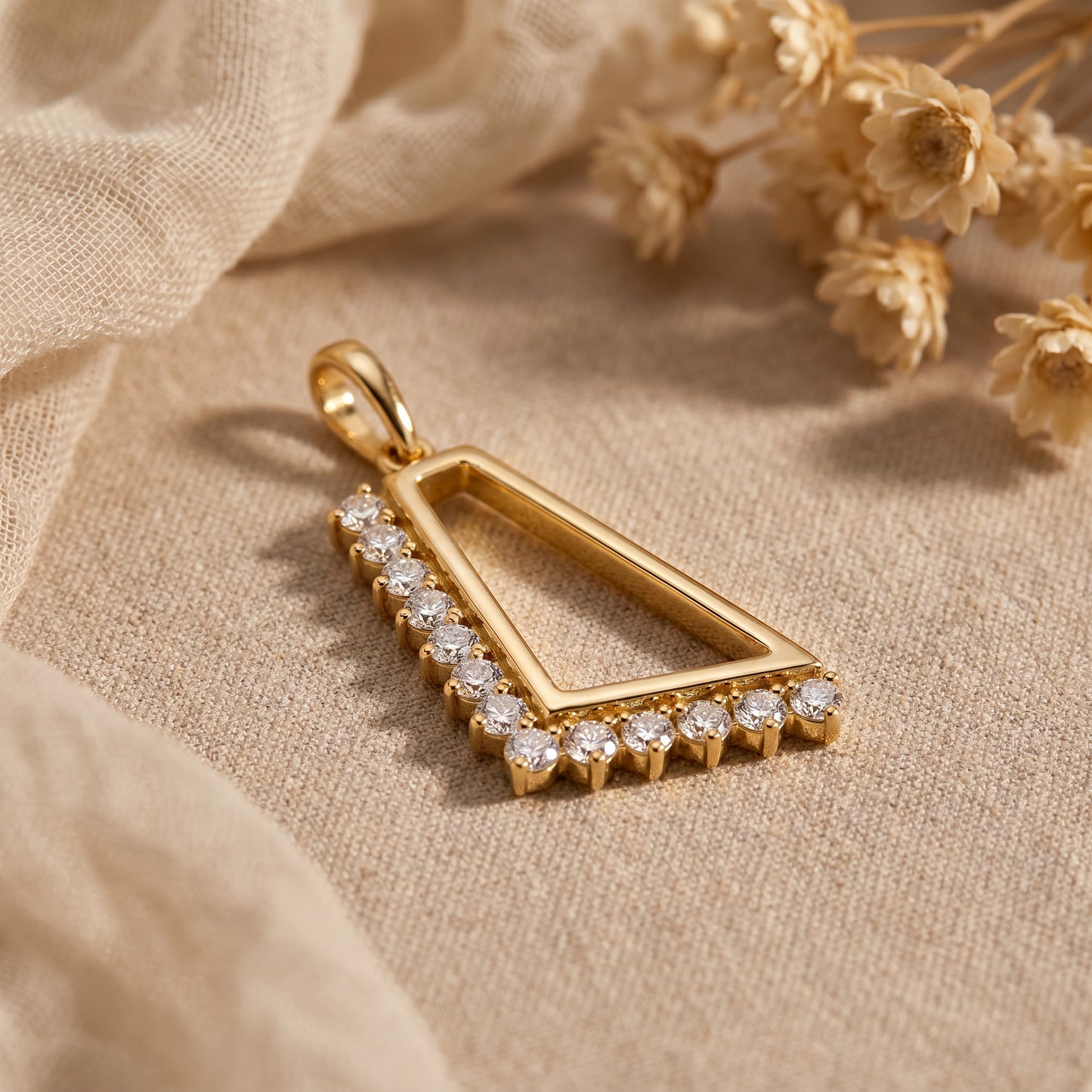 18kt Gold Diamond Geometric Daily Wear Pendant for Women