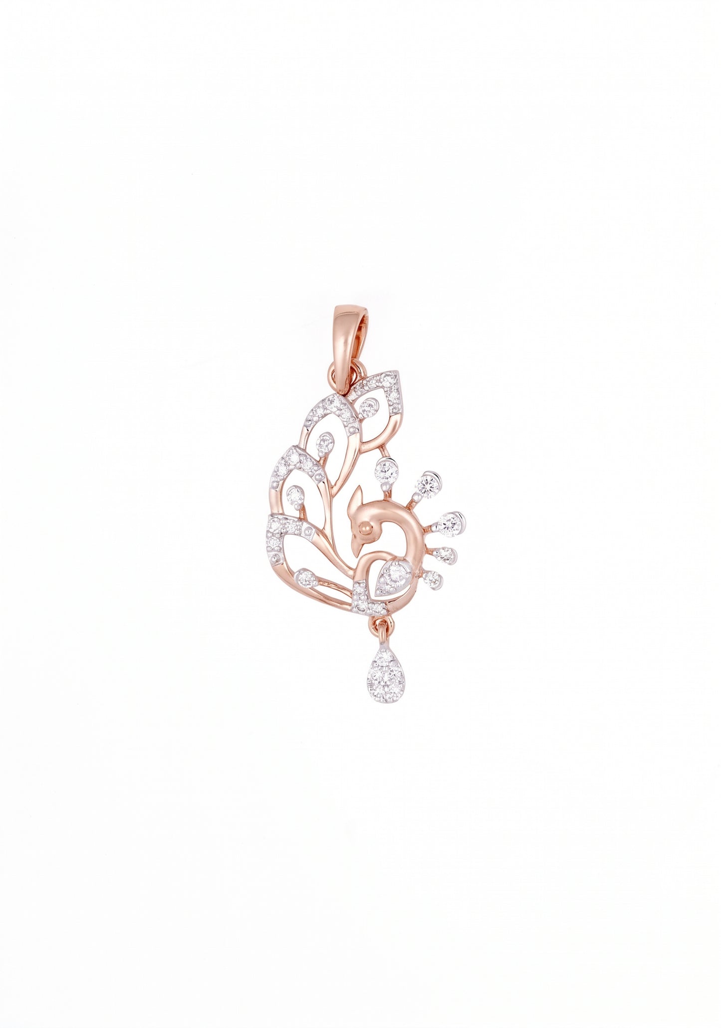 18kt Rose Gold Floral Vine Daily Wear Diamond Pendant for Women