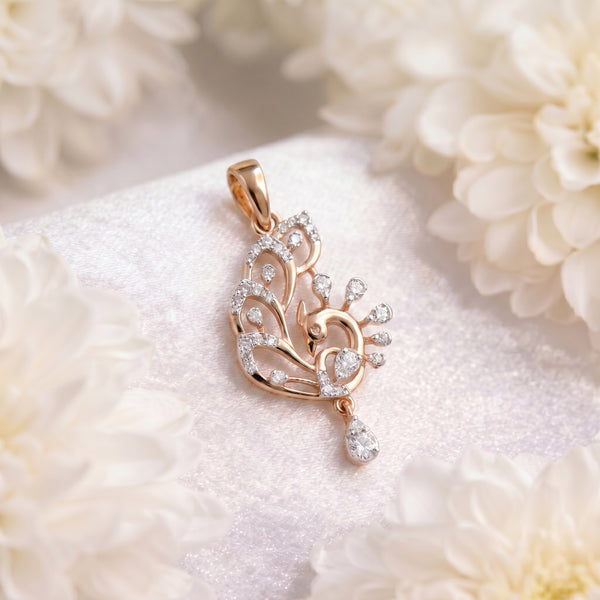 18kt Rose Gold Floral Vine Daily Wear Diamond Pendant for Women