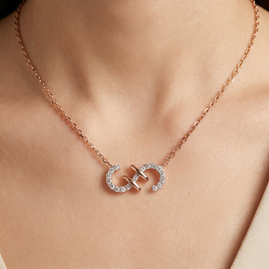 18kt Rose Gold Diamond Double Loop Necklace for Women