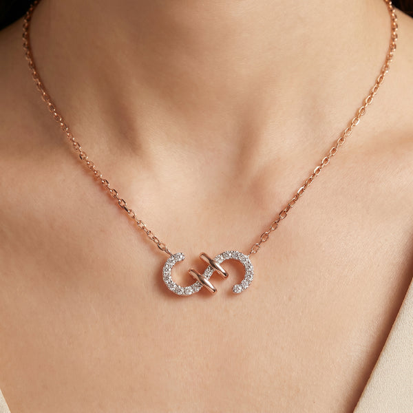 18kt Rose Gold Diamond Double Loop Necklace for Women