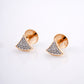 18KT Fan Shape Diamond Studs Earrings