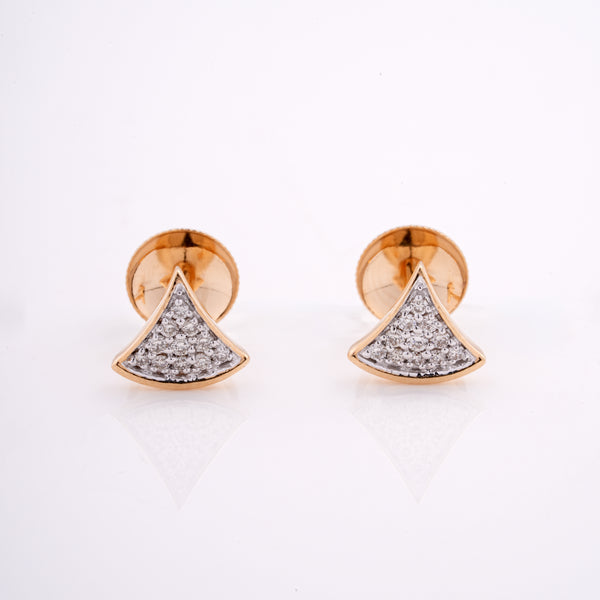 18KT Fan Shape Diamond Studs Earrings
