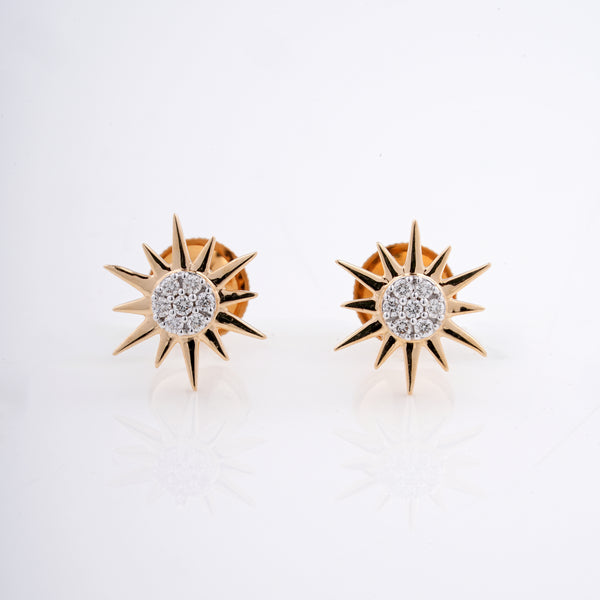 Sunburst Diamond 18KT Earrings for Women