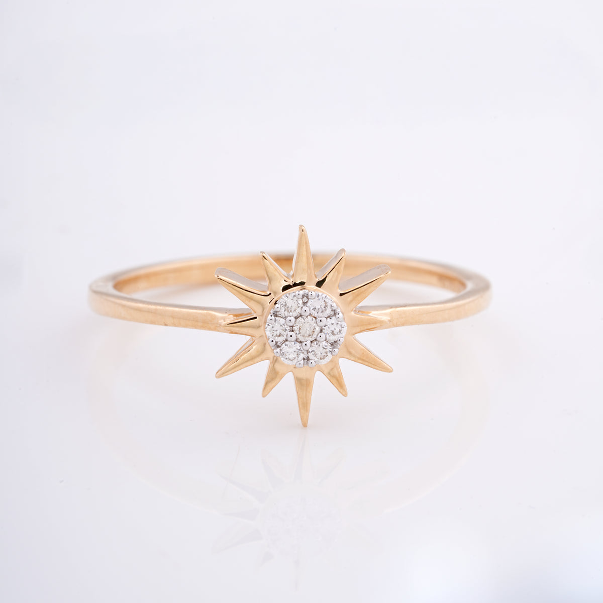 Sunburst Diamond 18KT Daily Wear Ring for Women