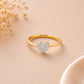 18KT gold diamond ring with pave set heart shaped design