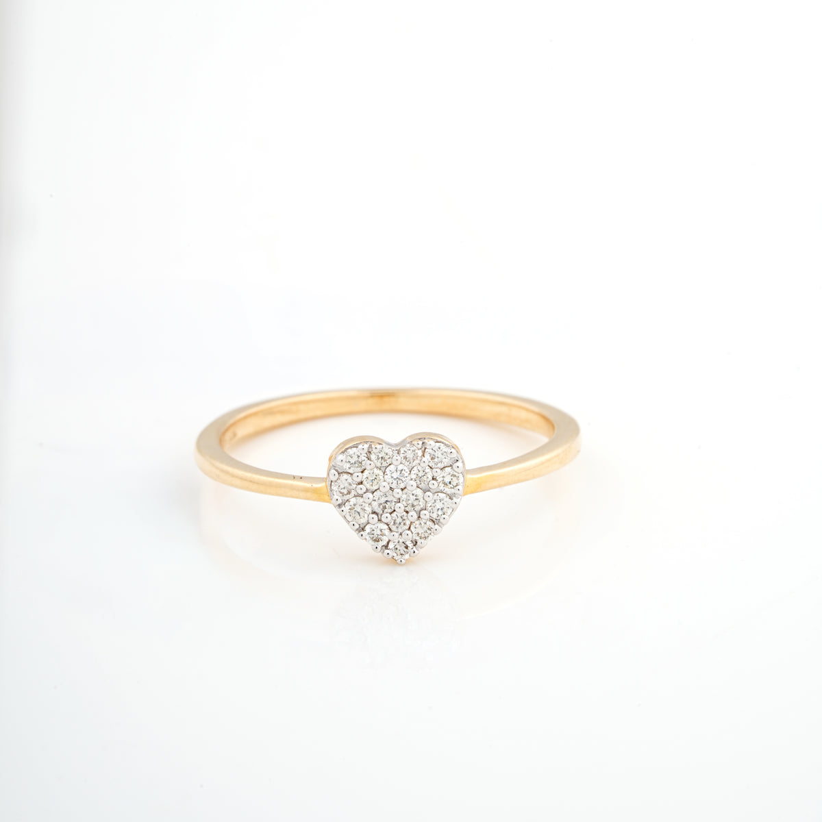 18KT Pave Heart Diamond Ring For Women