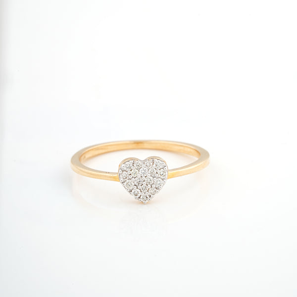 18KT Pave Heart Diamond Ring For Women