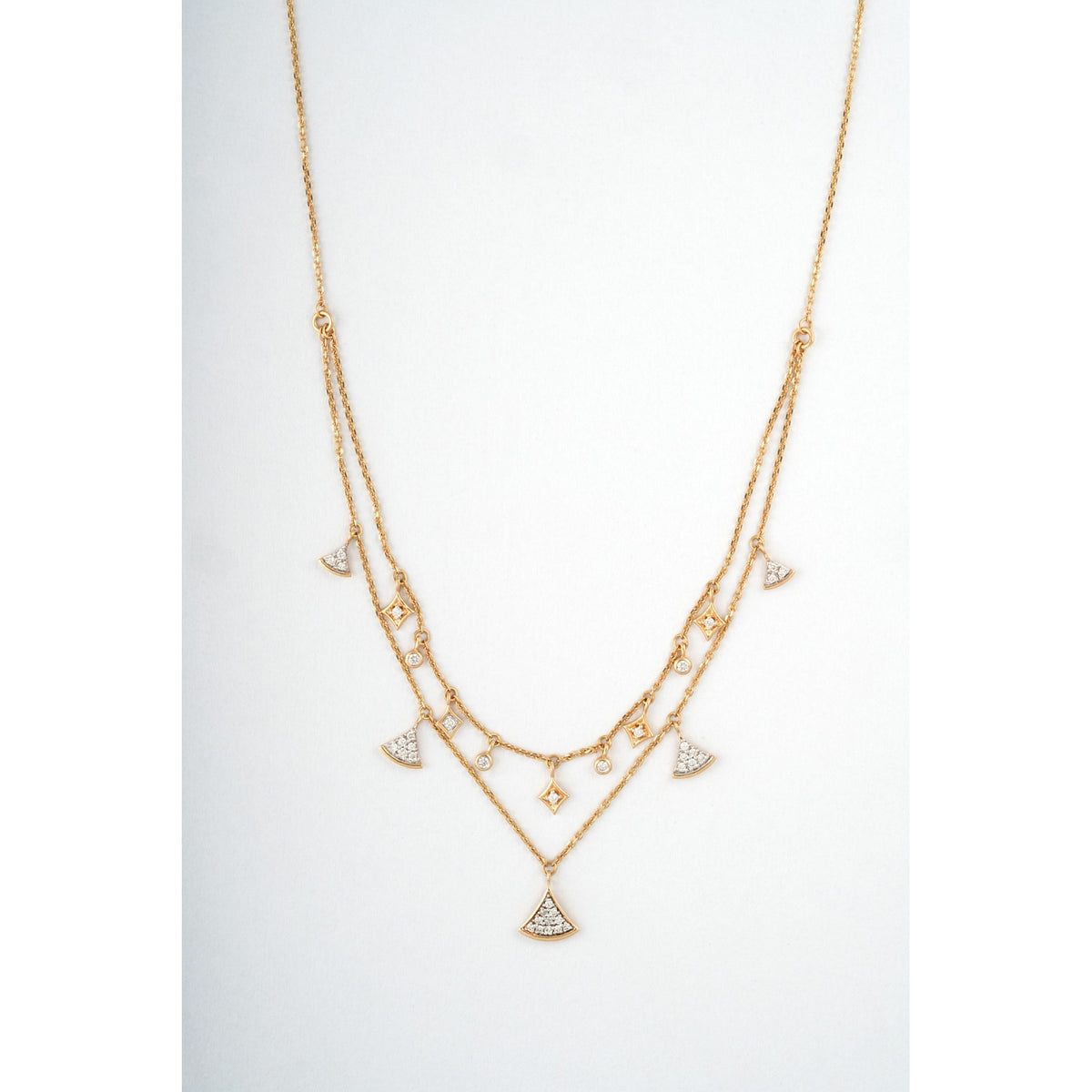 Layered Fan and Kite 18KT Diamond Necklace