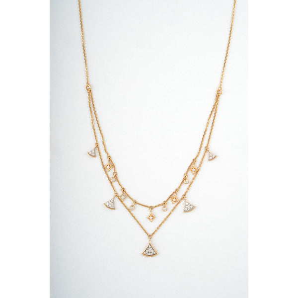 Layered Fan and Kite 18KT Diamond Necklace