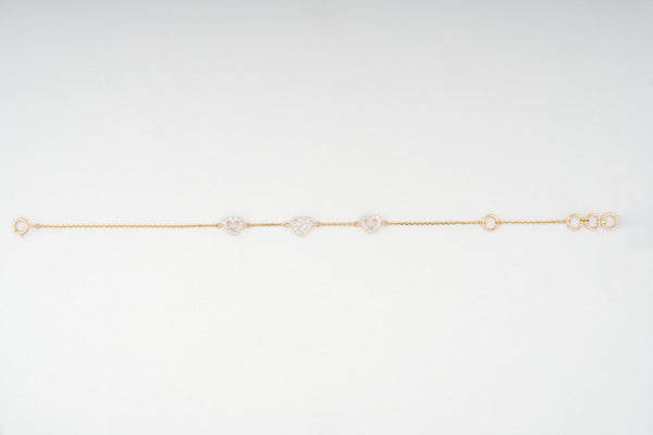 Triple Heart Diamond Chain 18KT Bracelet