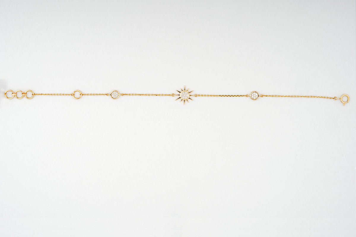 18KT Star Motif Diamond Chain Daily Wear Bracelet