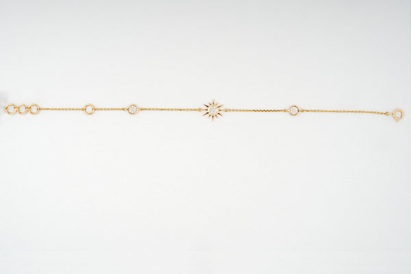 18KT Star Motif Diamond Chain Daily Wear Bracelet