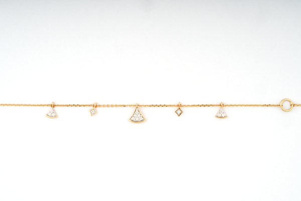 Fan Charm 18KT Diamond Bracelet For Women