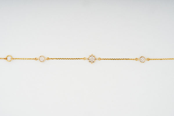 Star Motif Diamond Chain 18KT Bracelet for Daily Wear