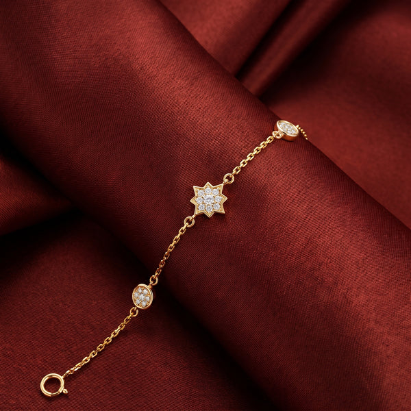Star Motif Diamond Chain 18KT Bracelet for Daily Wear
