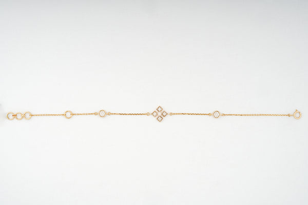 Clover Motif 18KT Diamond Chain Daily Wear Bracelet