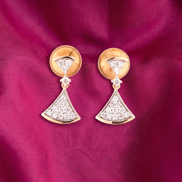 Two Tier Fan Drop 18KT Diamond Earrings For Daily Wear