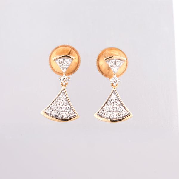 Two Tier Fan Drop 18KT Diamond Earrings For Daily Wear