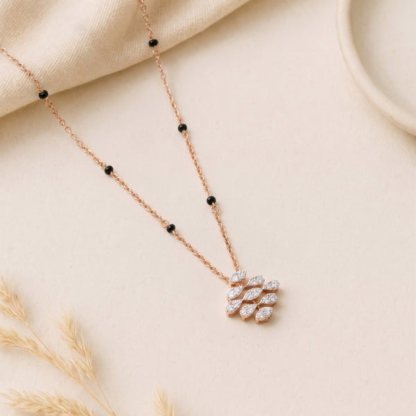 Black Bead Diamond Cluster 18KT Necklace