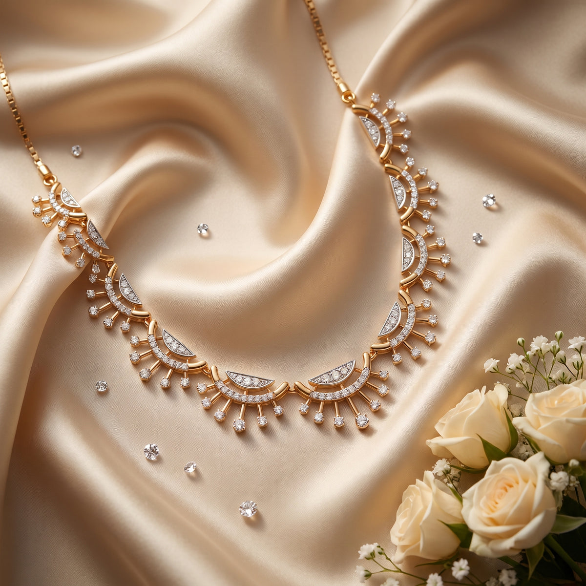 Sunray Fringe Diamond 18KT Necklace