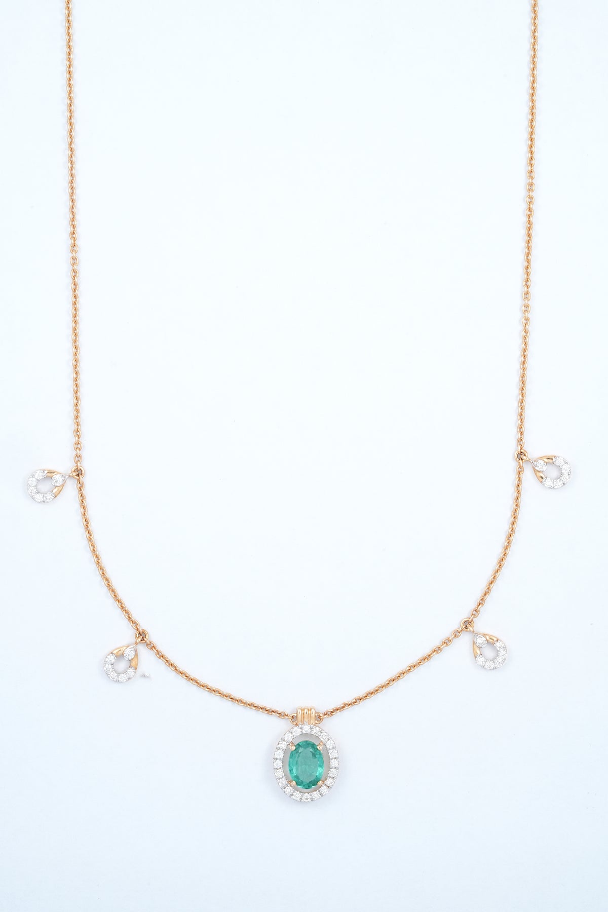 Emerald Green Diamond Charm 18kt Gold Necklace