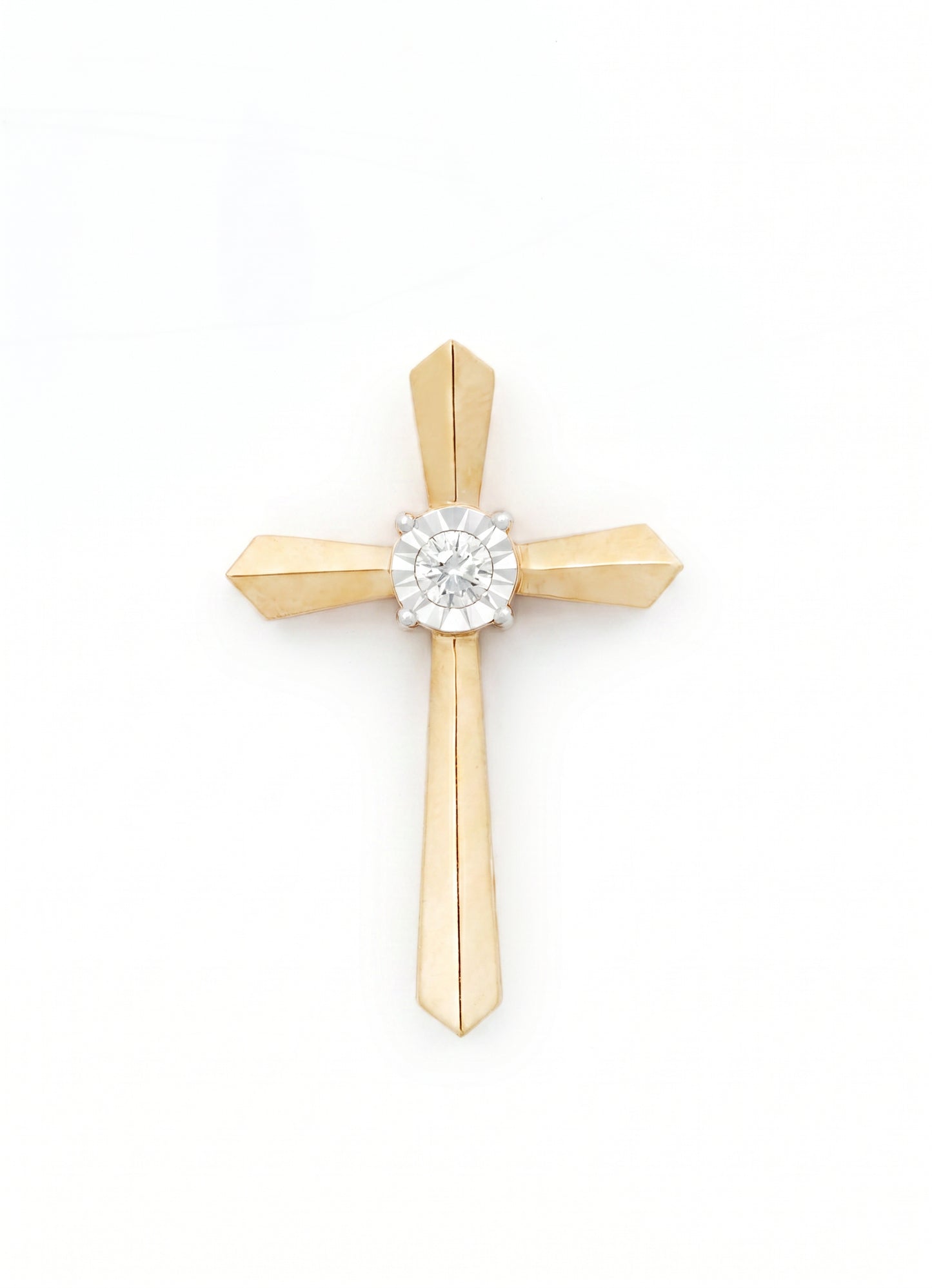 Cross 18kt Yellow Gold Solitaire Diamond Pendant