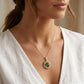 18KT Yellow Gold Green Stone Diamond Pendant