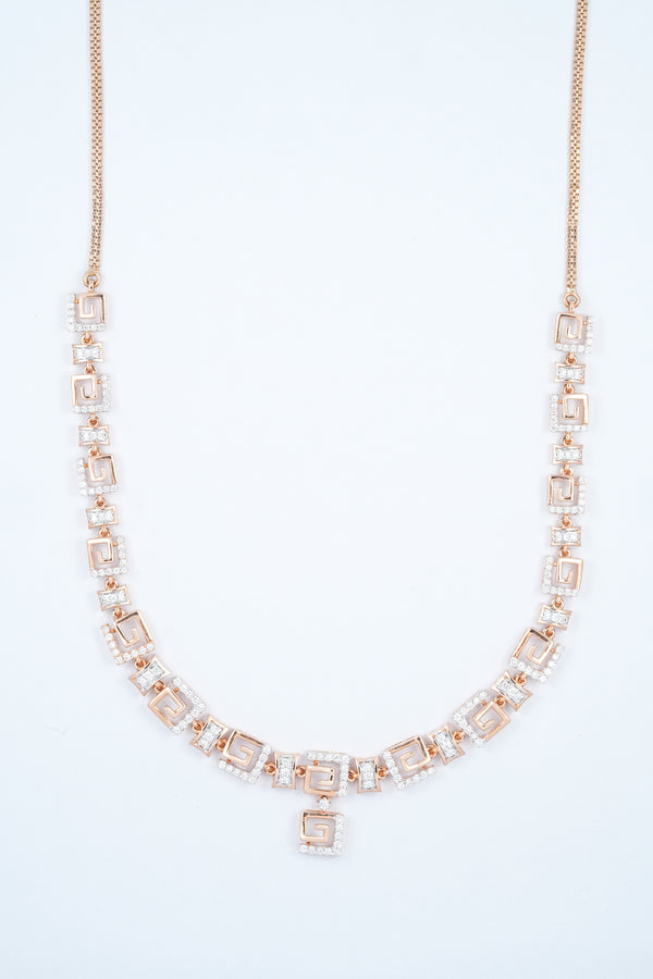 Greek Key Diamond Link 18KT Necklace