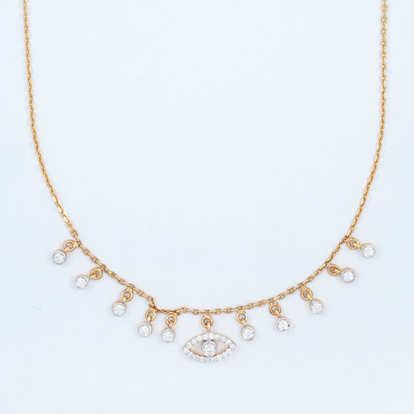 Evil Eye Diamond Drop 18KT Necklace