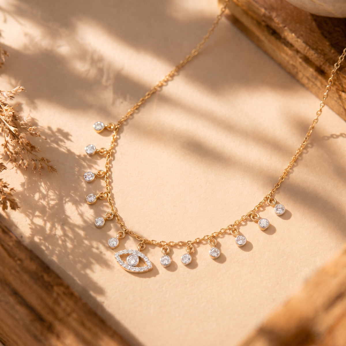 Evil Eye Diamond Drop 18KT Necklace