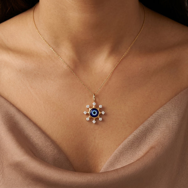 Nazar Sol 18kt Gold Daily Wear Diamond Pendant for Women
