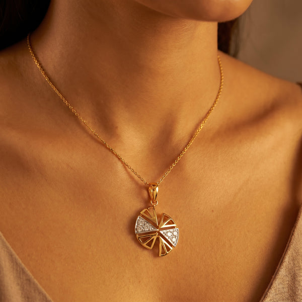 Pinwheel 18kt Gold Daily Wear Diamond Pendant for Women